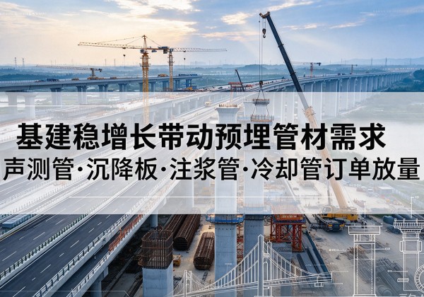 河源基建稳增长带动预埋监测管材需求，声测管、沉降板、注浆管订单持续放量